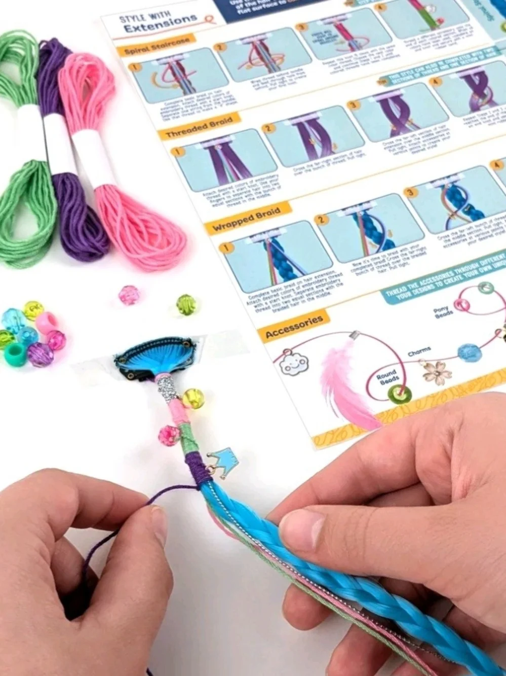 Make Your Own Hair Accessories Kit - Pink & Blue Accents